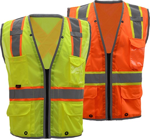 GSS Safety Hype-Lite Class 2 Safety Vest w/Reflective Piping-X Back 1601/1602