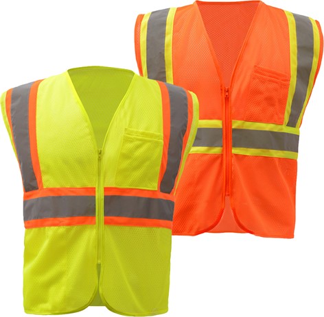 Standard Class 2 Two Tone Mesh Zipper Safety Vest | GSS Safety