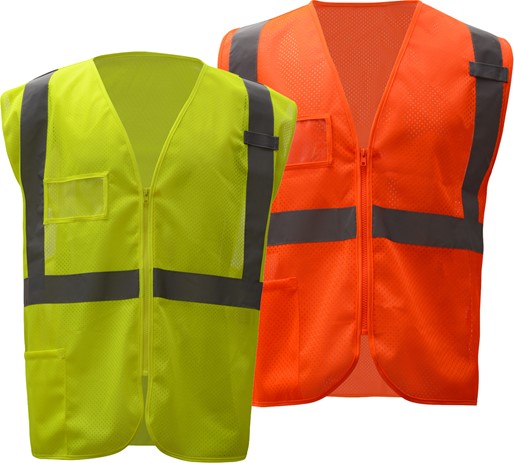 Standard Class 2 Mesh Zipper Safety Vest W/ ID Pocket | GSS Safety